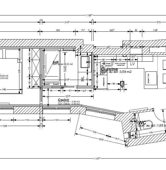 Plan d'architecte d'intérieur 2D exemple 2